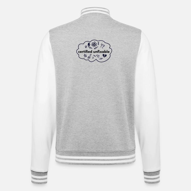 Zertifiziert Unfixable - College-Sweatjacke - Grau meliert/Weiß