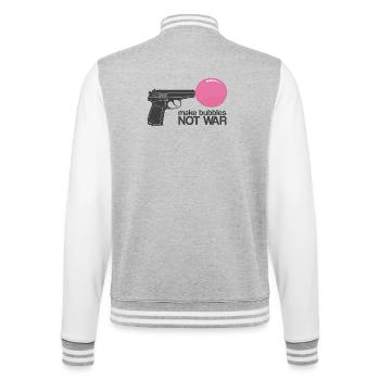 Make Bubbles Not War – Funny Ironic Gun - College-Sweatjacke - Grau meliert/Weiß - Hinten - Marisol (170cm)