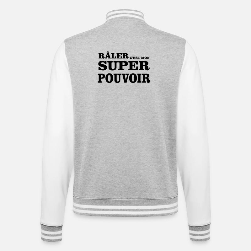 Râler C'est Mon SUPER POUVOIR - Veste Teddy - gris chiné / blanc
