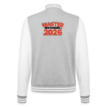 Master 2026 Masterabschluss Promotion Sponsion - College-Sweatjacke - Grau meliert/Weiß - Hinten - Marisol (170cm)