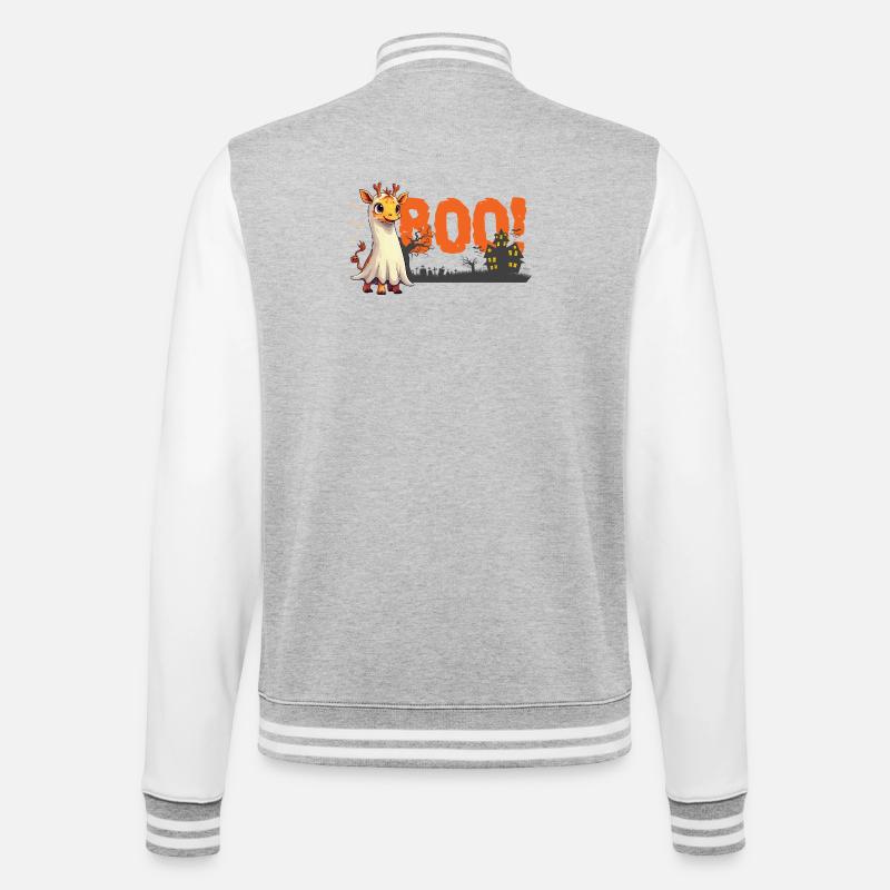 Boo Giraffe Ghost Halloween Cute - College Sweat Jacket - heather grey/white
