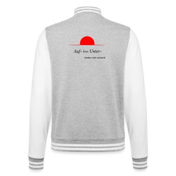 Auf oder Unter - College-Sweatjacke - Grau meliert/Weiß - Hinten - Marisol (170cm)