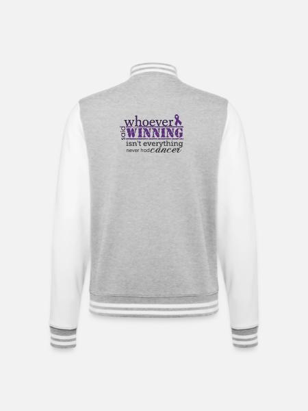 Gewinnen ist alles Krebsbewusstsein - College-Sweatjacke - Grau meliert/Weiß