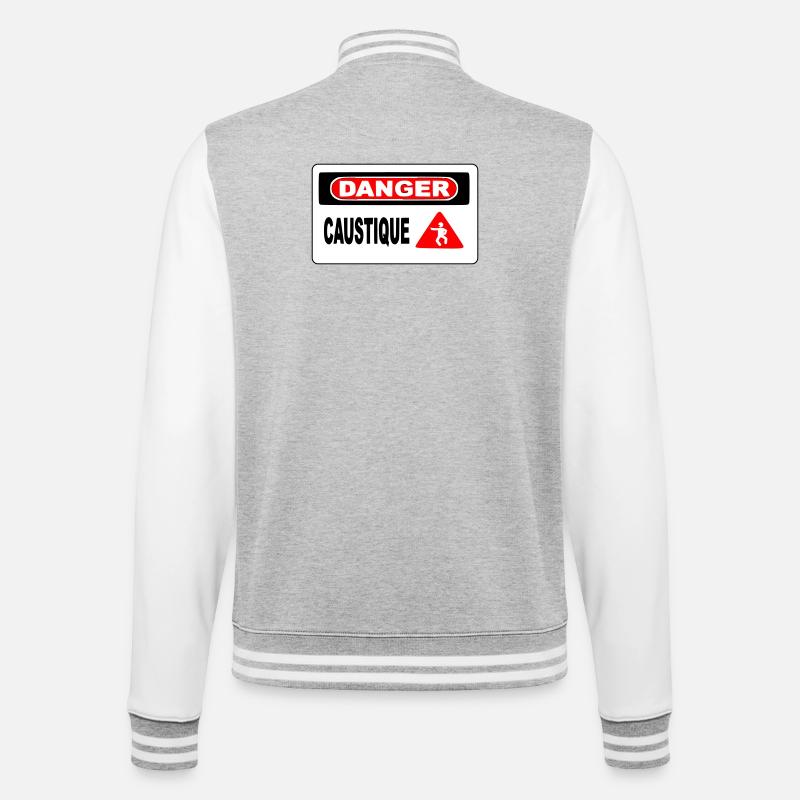 Panneau Danger Caustique - Veste Teddy - gris chiné / blanc
