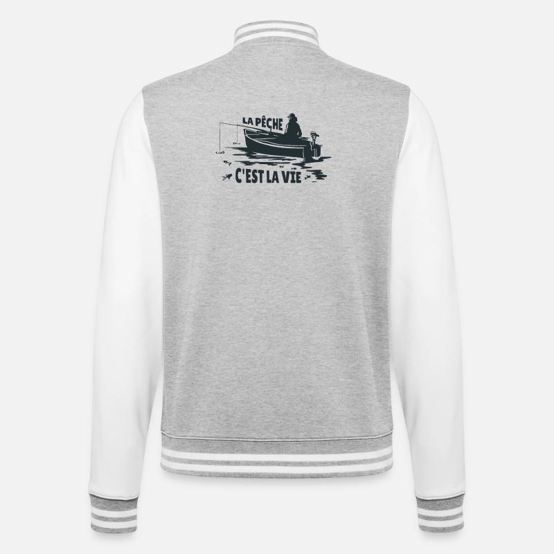 La Pêche C'est La Vie - Veste Teddy - gris chiné / blanc