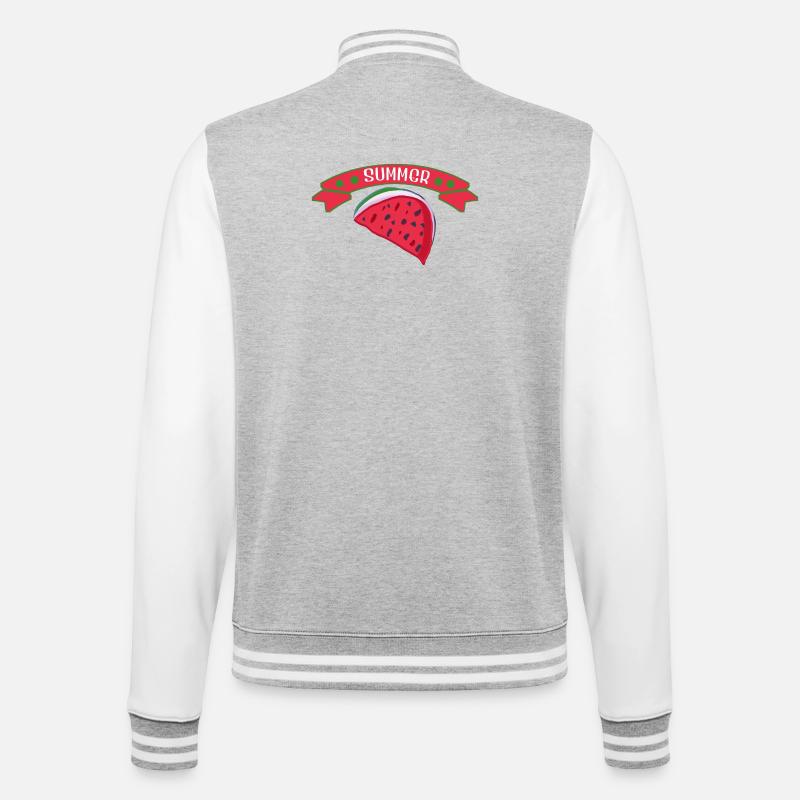 Wassermelone Sommer - College-Sweatjacke - Grau meliert/Weiß
