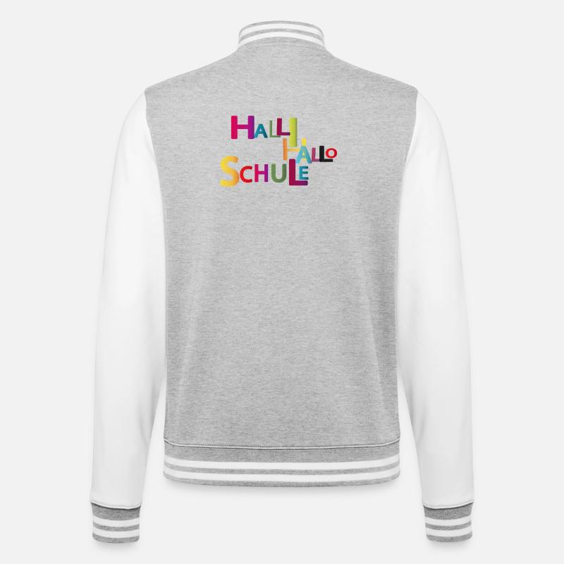 Halli Hallo Schule - College-Sweatjacke - Grau meliert/Weiß