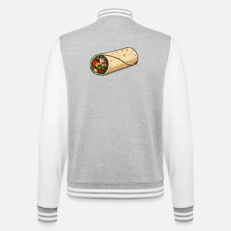 Farbintensiver Burrito-Wrap - College-Sweatjacke - Grau meliert/Weiß
