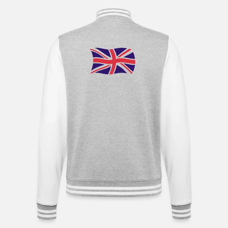 England Flagge - College-Sweatjacke - Grau meliert/Weiß