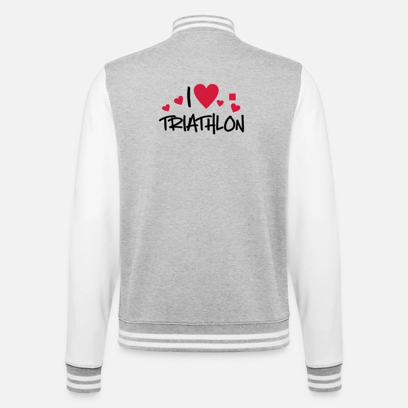 Triathlon - College-Sweatjacke - Grau meliert/Weiß