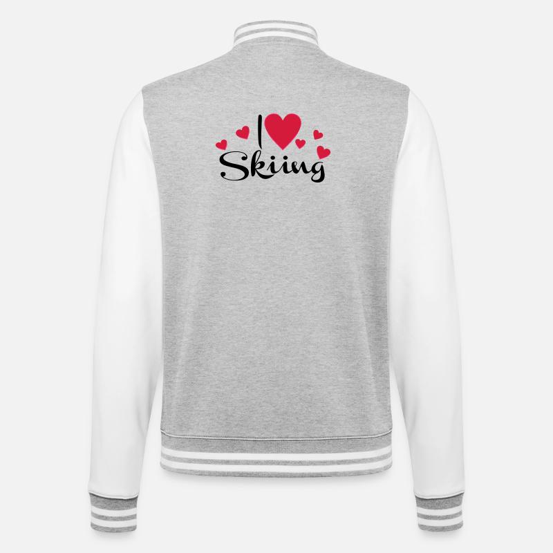 Ski - College-Sweatjacke - Grau meliert/Weiß