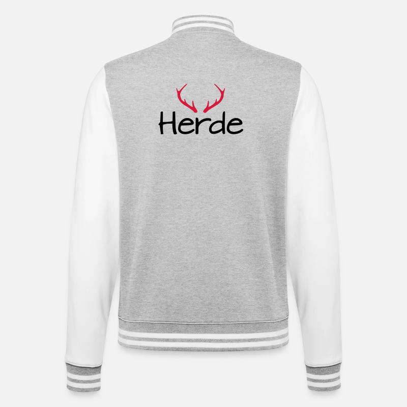 Herde Geweih Hirschgeweih - College-Sweatjacke - Grau meliert/Weiß