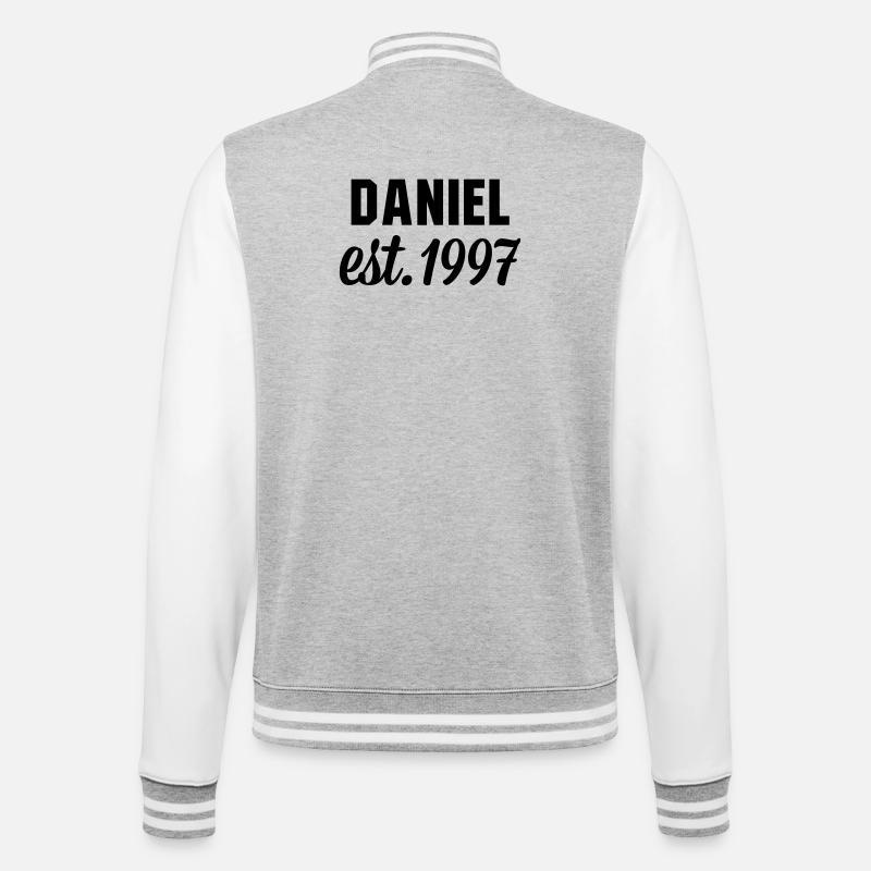 Daniel est 1997 - College-Sweatjacke - Grau meliert/Weiß