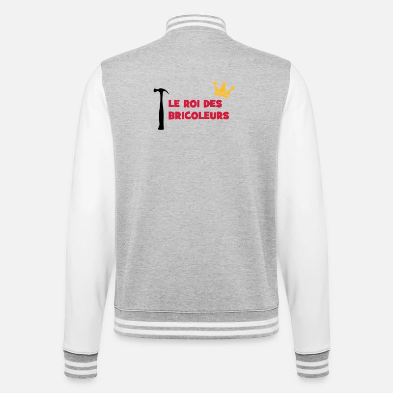 Der König der Heimwerker - College-Sweatjacke - Grau meliert/Weiß