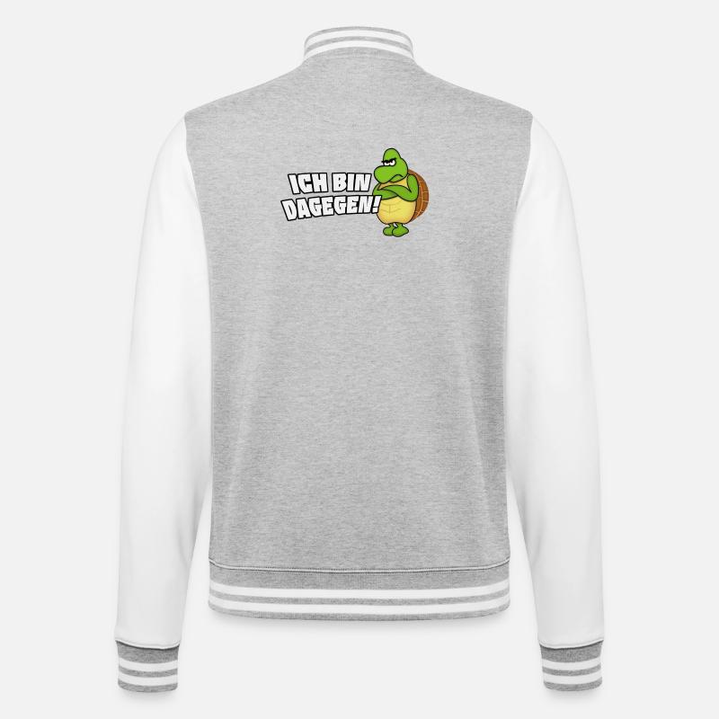 ich bin dagegen - College-Sweatjacke - Grau meliert/Weiß