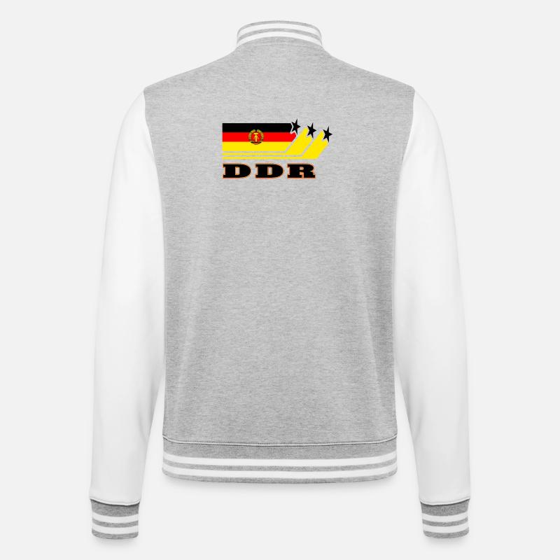 DDR Flaggen Design / Geschenk - College-Sweatjacke - Grau meliert/Weiß