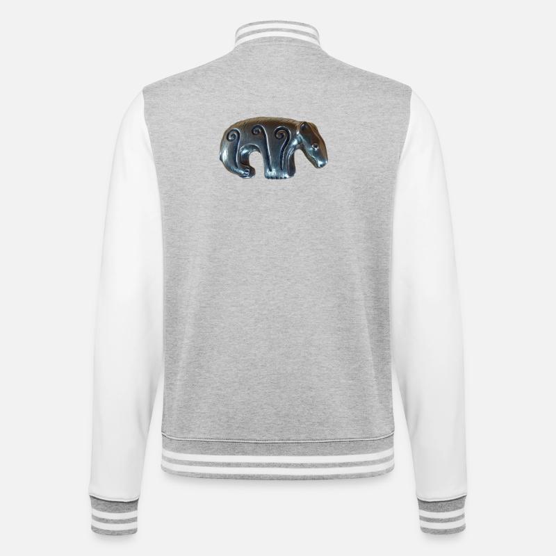 Kalevala silver bear - College Sweat Jacket - heather grey/white