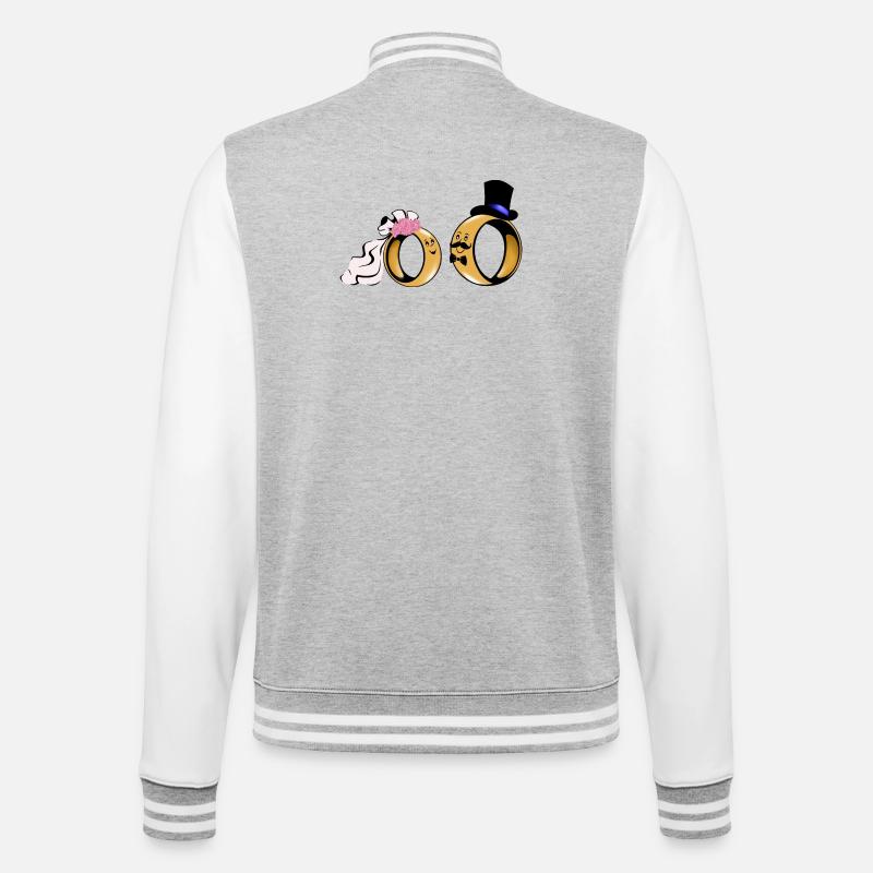 Duo de bagues de mariée Amour - Veste Teddy - gris chiné / blanc