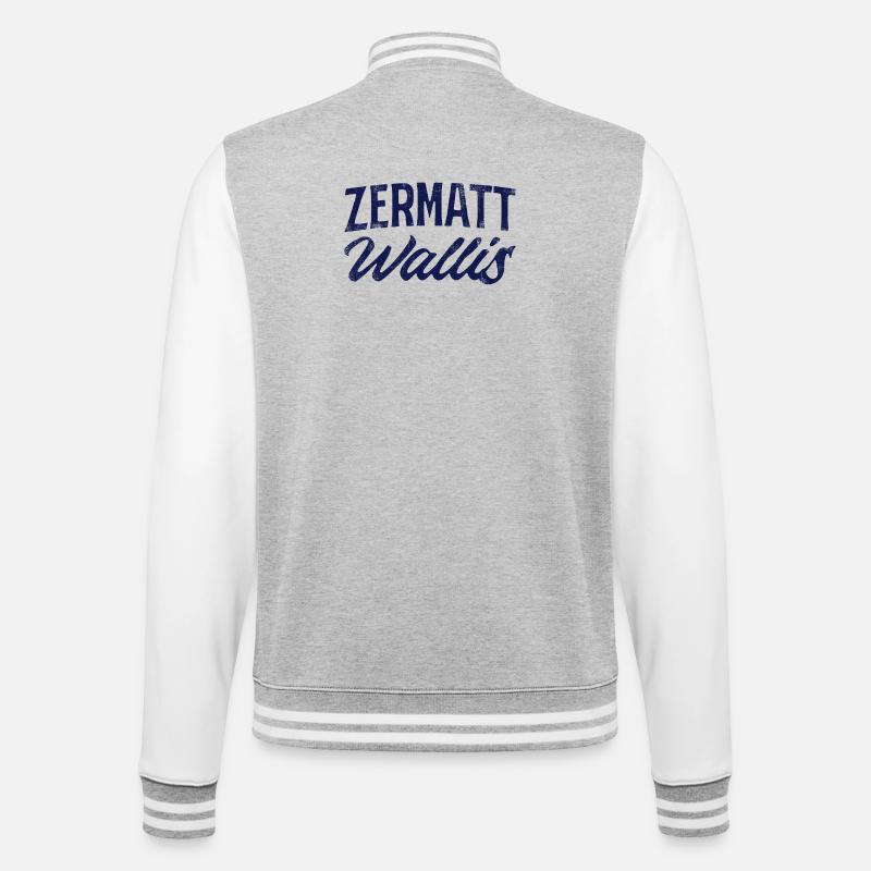 Zermatt Valais Alpine Script - College Sweat Jacket - heather grey/white