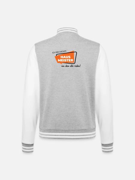 Hausmeister - College-Sweatjacke - Grau meliert/Weiß