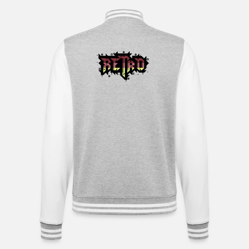 PETSCII Graffiti Retro - College-Sweatjacke - Grau meliert/Weiß