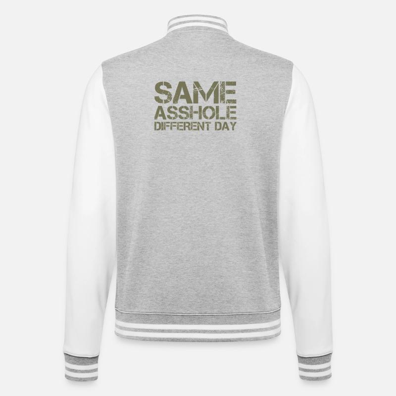 Same Asshole, different day - College Sweat Jacket - heather grey/white