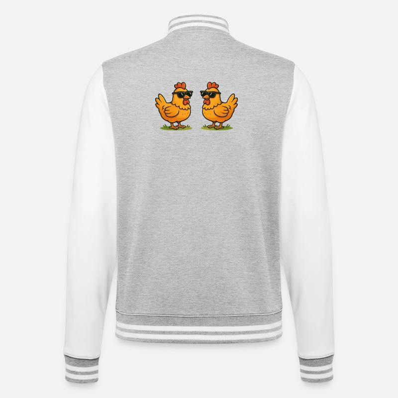 Chickens with sunglasses - College Sweat Jacket - heather grey/white