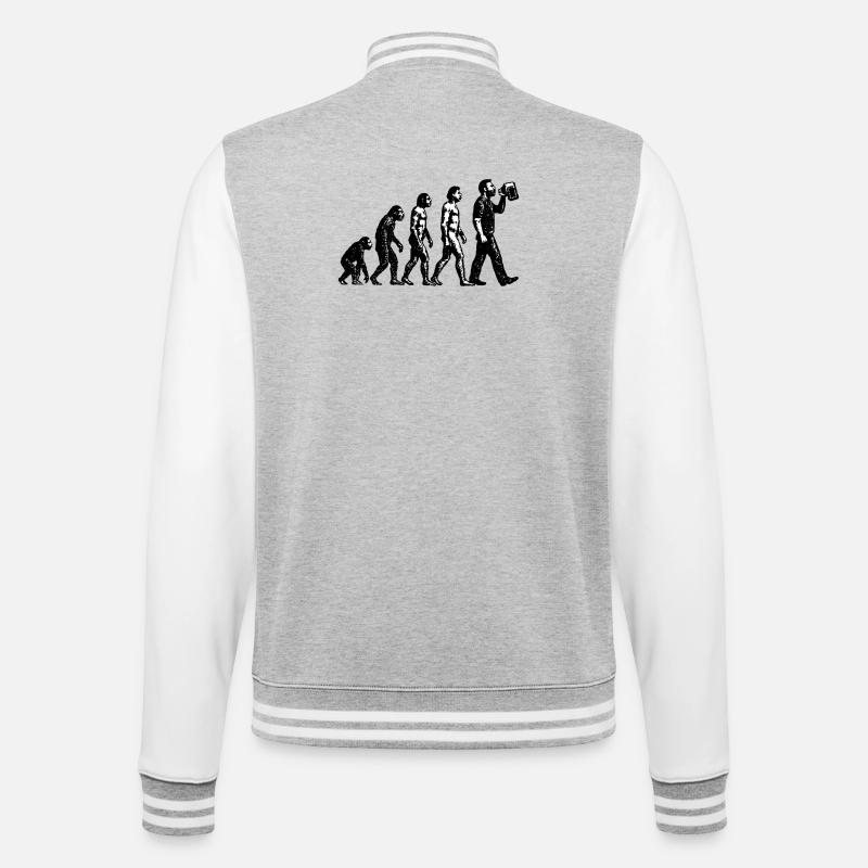 Evolution zum Biertrinker Grunge Design - College-Sweatjacke - Grau meliert/Weiß