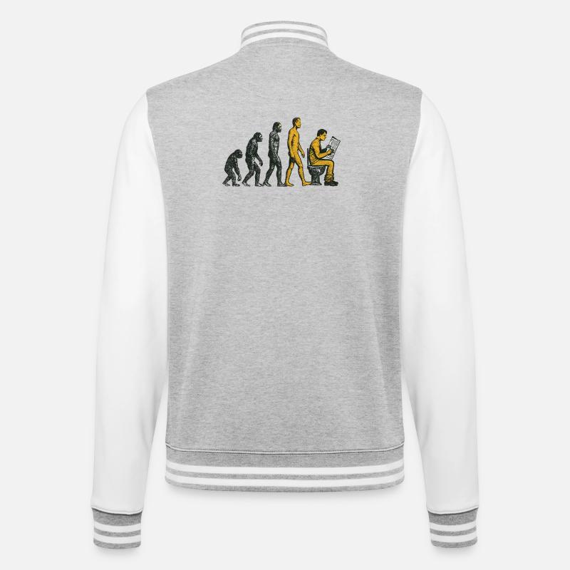 Evolution zum Klo-Mann Grunge Lustig - College-Sweatjacke - Grau meliert/Weiß