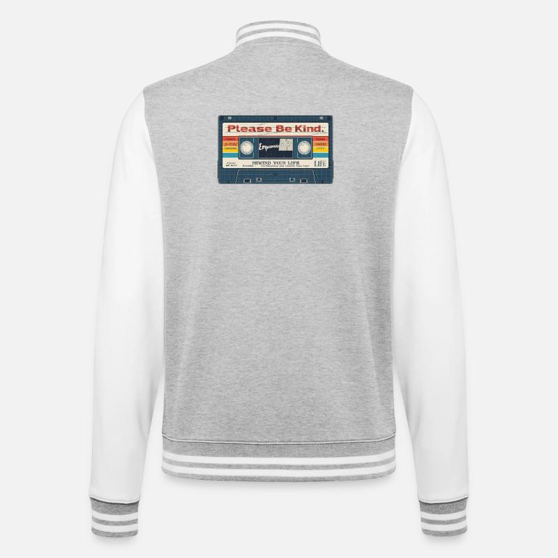 Please Be Kind Tape Aesthetic - College-Sweatjacke - Grau meliert/Weiß
