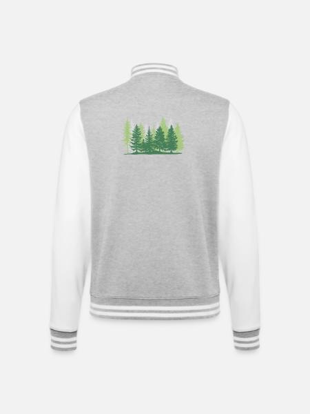 Forest Tree Greens - College Sweat Jacket - heather grey/white