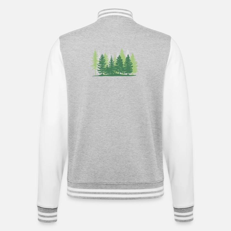 Waldbaumgrün - College-Sweatjacke - Grau meliert/Weiß