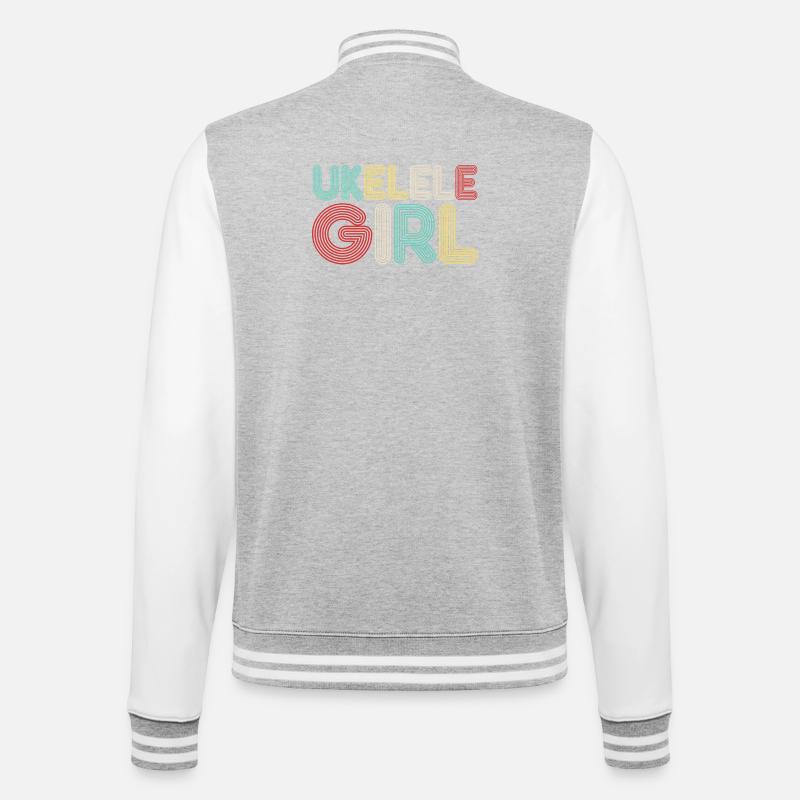 Hawaiian Ukulele Uke Retro 70s - College Sweat Jacket - heather grey/white