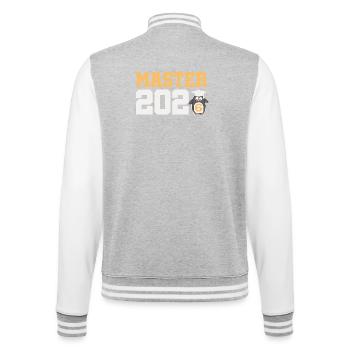 Master 2026 Abschluss Promotion Sponsion - College-Sweatjacke - Grau meliert/Weiß - Hinten - Marisol (170cm)