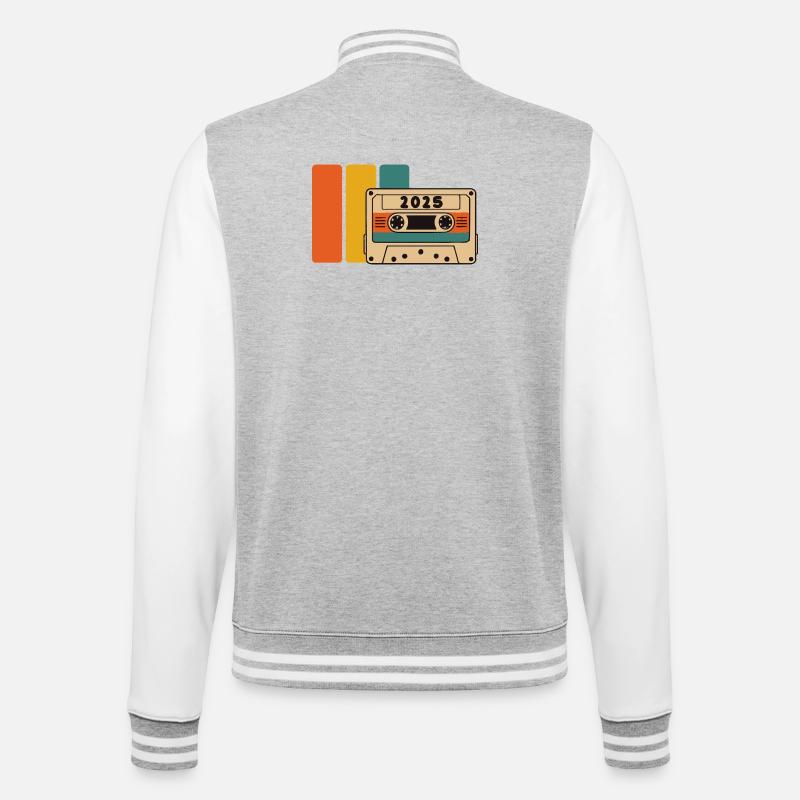 2015 Retro Kassette Lebendige Palette - College-Sweatjacke - Grau meliert/Weiß