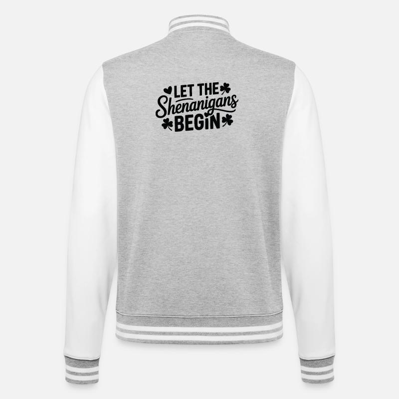 Shenanigans Begin Shamrock Script - College Sweat Jacket - heather grey/white