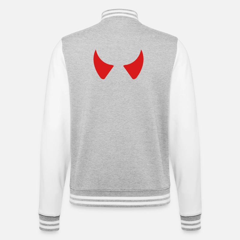 Teufelshörner - College-Sweatjacke - Grau meliert/Weiß