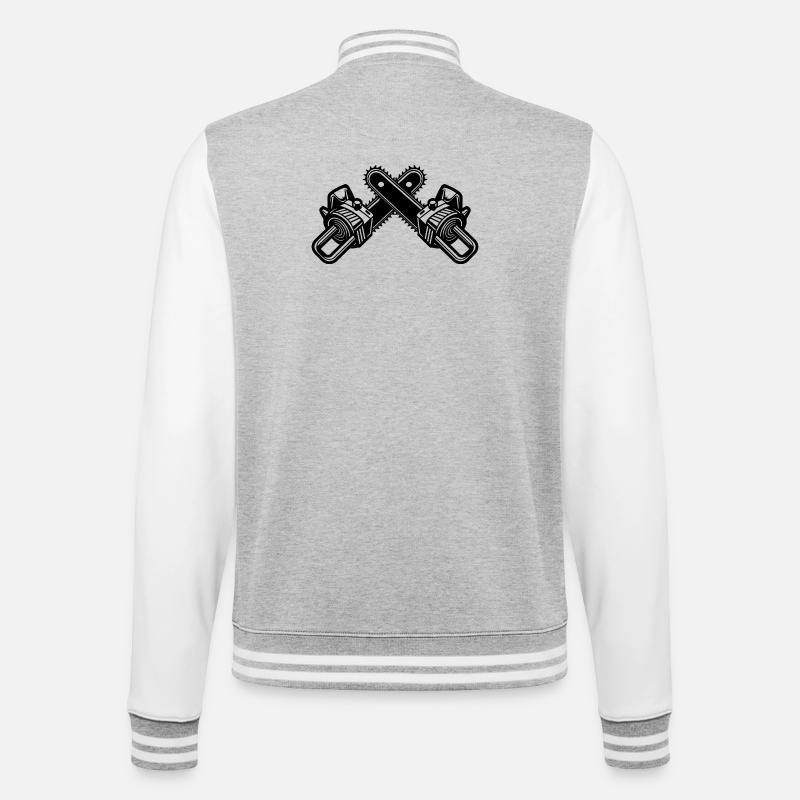 Crossed Chainsaws - College Sweat Jacket - heather grey/white