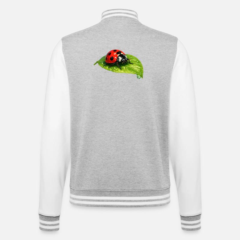 Coccinelle sur la feuille - Veste Teddy - gris chiné / blanc
