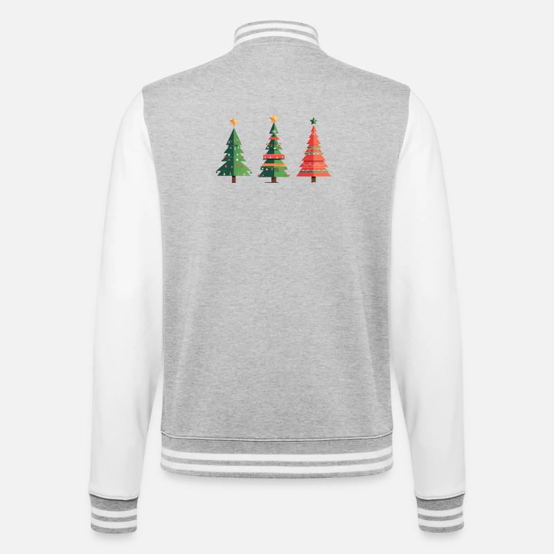 Triple Christmas Tree Pattern - College Sweat Jacket - heather grey/white