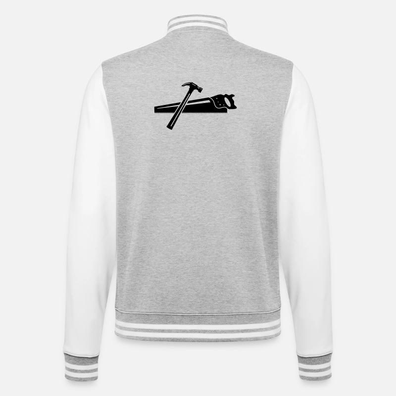 Hammer und Säge - College-Sweatjacke - Grau meliert/Weiß