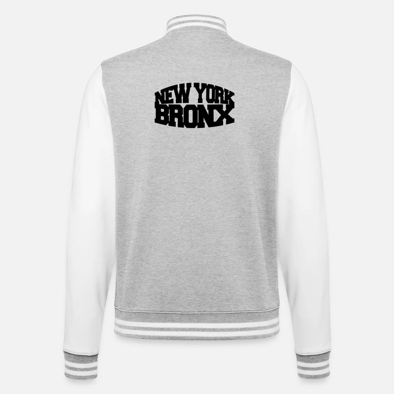 new york bronx - College-Sweatjacke - Grau meliert/Weiß