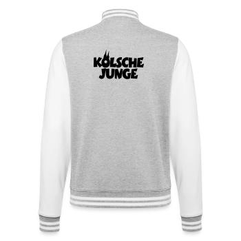 Kölsche Junge - Kölner Jungs aus Köln - College-Sweatjacke - Grau meliert/Weiß - Hinten - Marisol (170cm)