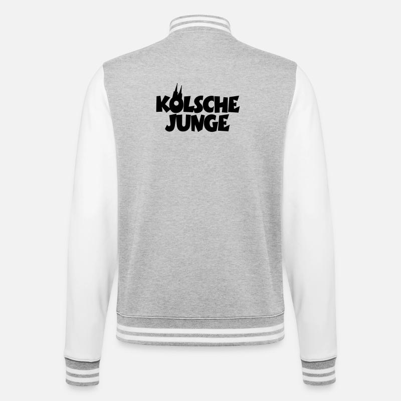 Kölsche Junge - Kölner Jungs aus Köln - College-Sweatjacke - Grau meliert/Weiß