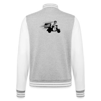 Livraison de colis de scooter ou de SMS - Veste Teddy - gris chiné / blanc - Dos - Marisol (170cm)