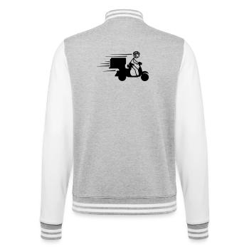 Livraison de colis scooter ou de piza - Veste Teddy - gris chiné / blanc - Dos - Marisol (170cm)