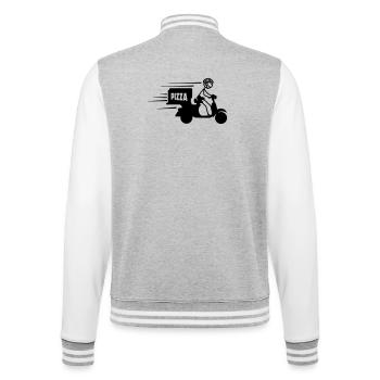 Scooter package or pizza text PIZZA - College Sweat Jacket - heather grey/white - Back - Marisol (170cm)