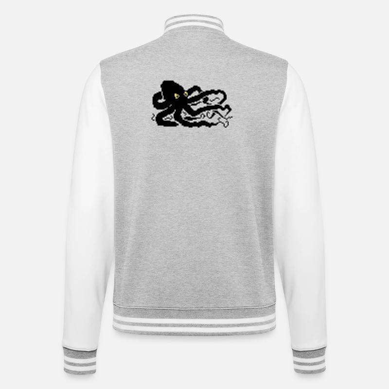 8bit pixel octopus - College-Sweatjacke - Grau meliert/Weiß