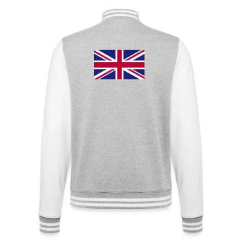 Großbritannien Flagge - College-Sweatjacke - Grau meliert/Weiß - Hinten - Marisol (170cm)
