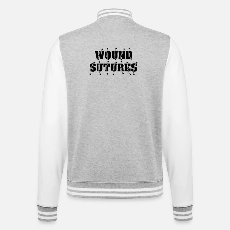 Sutures de plaies - Veste Teddy - gris chiné / blanc